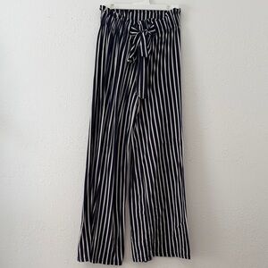 Striped Navy and White Wide-Leg Pants